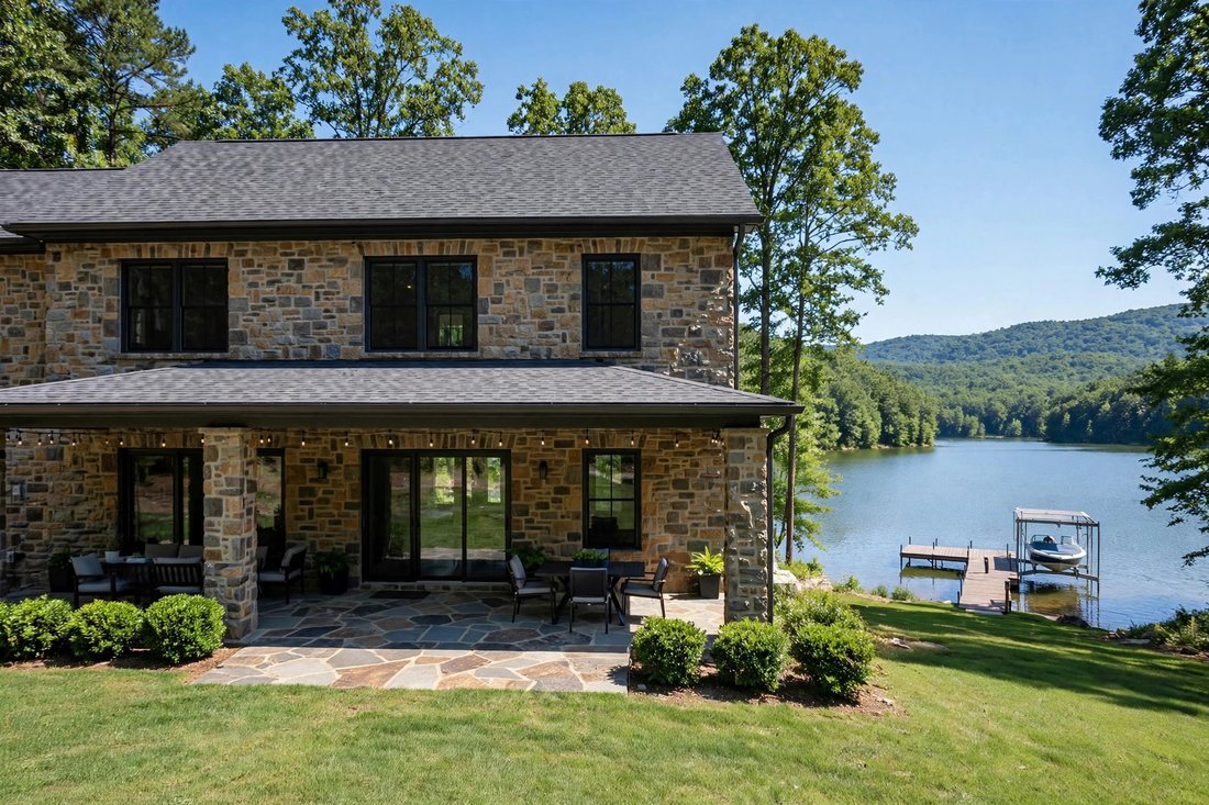 Back yard and dock on the lake