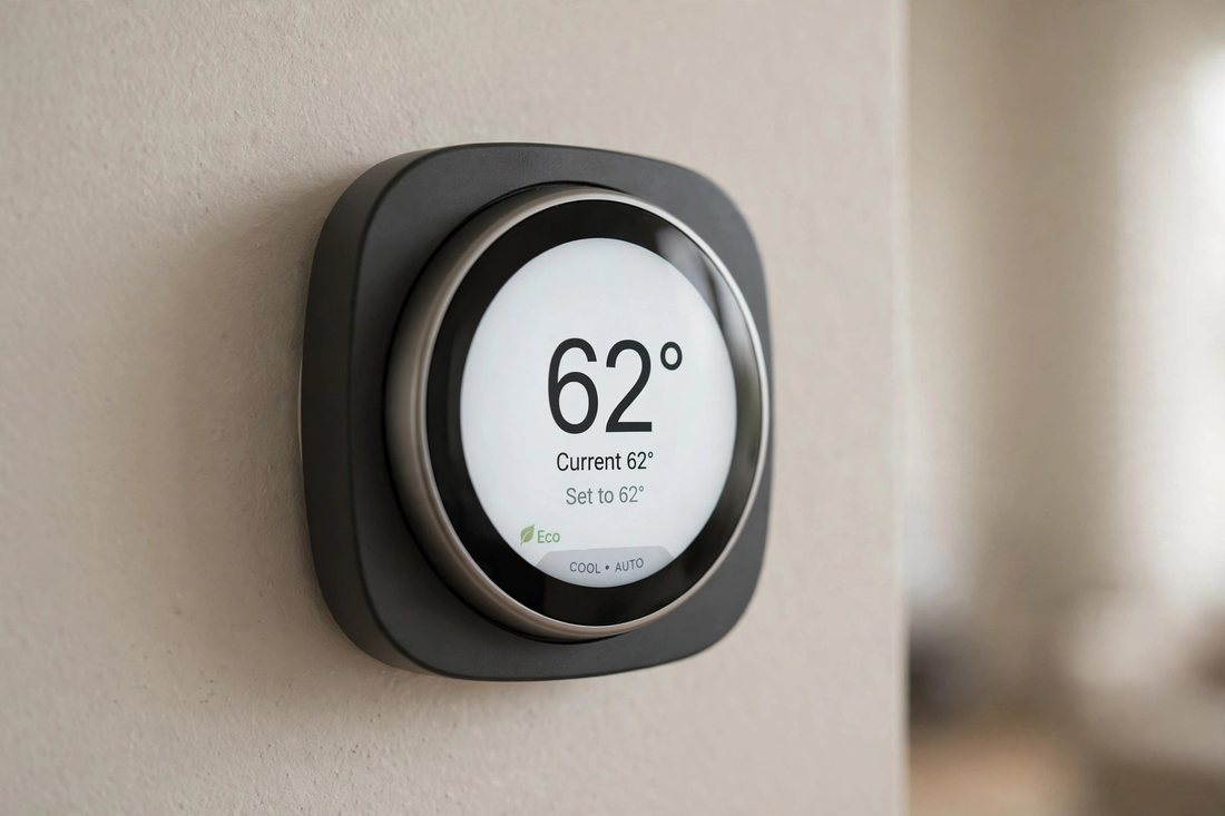 Thermostat reading 62 degrees