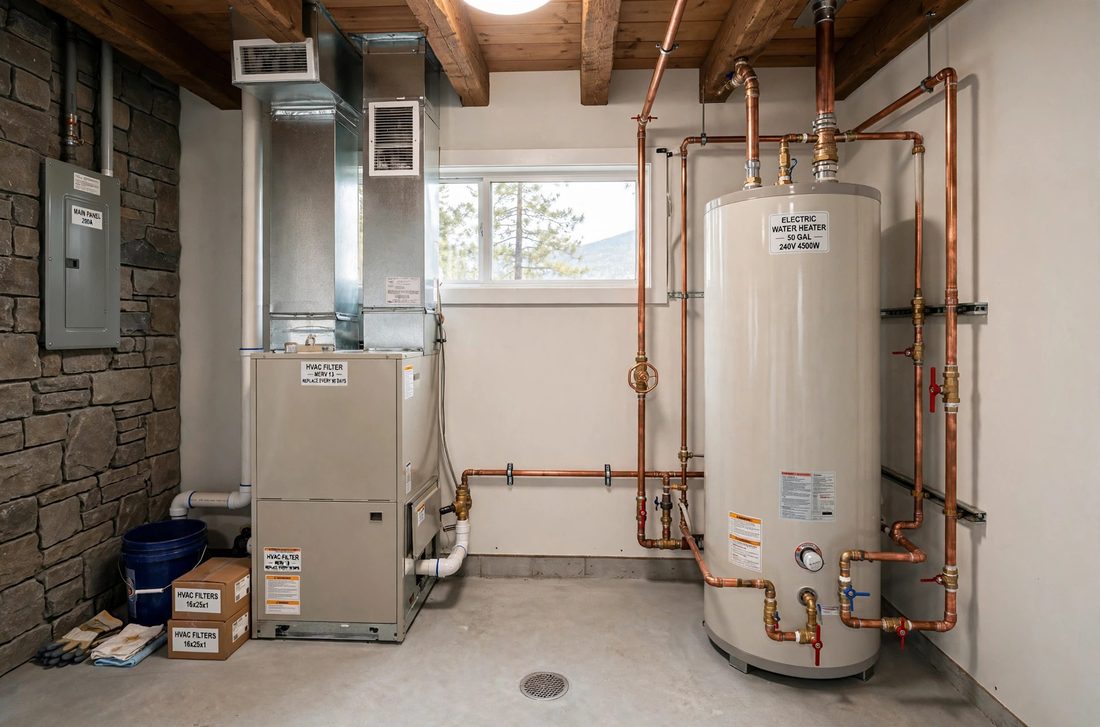 Water heater and utility area